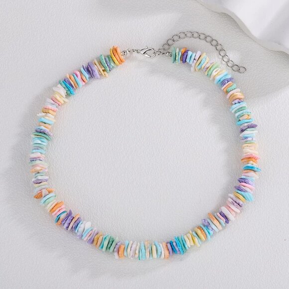 Bohemian Shell Beaded Necklace for Women Colorful Choker Beach Jewelry White - Picture 3 of 5